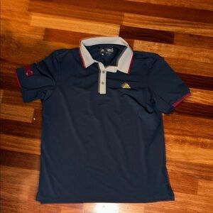 Adidas Dark Blue Polo with Red and Gray Details